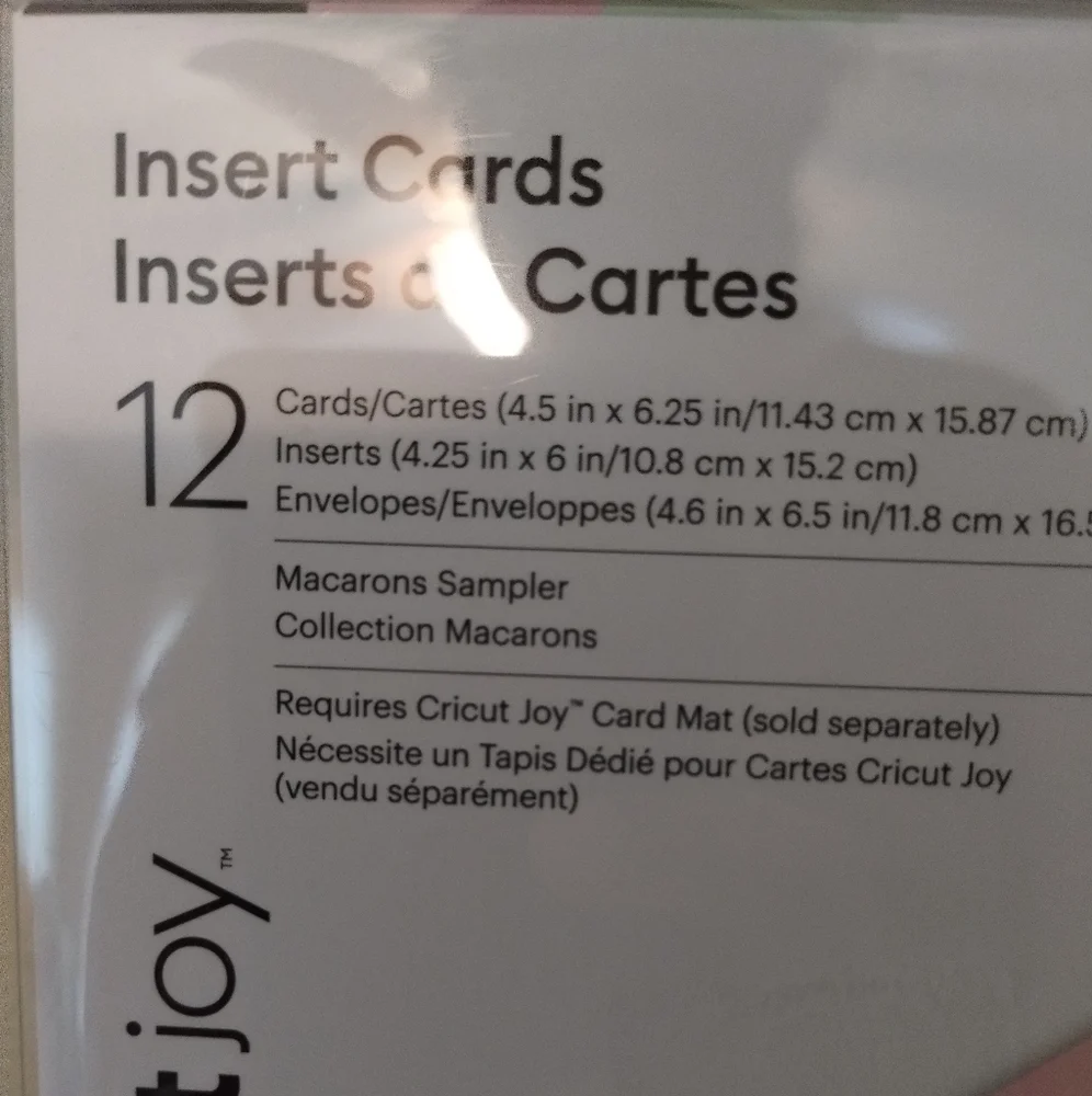 Cricut Joy Insert Cards w/ Envelopes, 2 packs, Macarons Sampler, 4.25